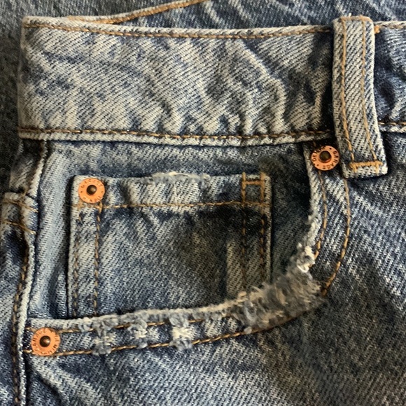 Garage Denim SZ 5 90’s Straight Leg High Waist Beta Blue Raw Hem Jeans | NWOT - Picture 9 of 12